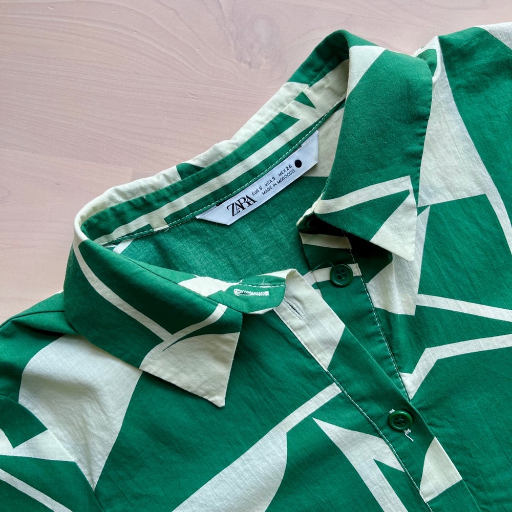 Zara green and white dress - Picture 3 of 11